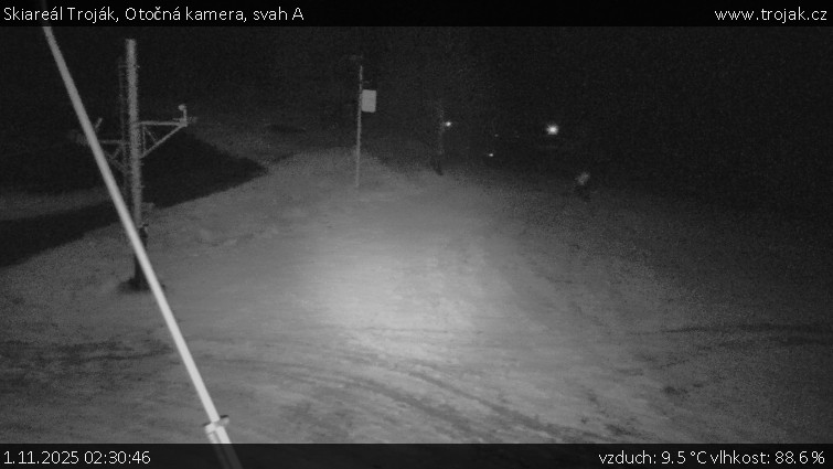 Skiareál Troják - Otočná kamera, svah A - 1.11.2025 v 02:30 Skiareál Troják - Otočná kamera, svah A - 1.11.2025 v 02:30