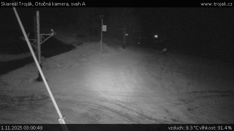 Skiareál Troják - Otočná kamera, svah A - 1.11.2025 v 03:00 Skiareál Troják - Otočná kamera, svah A - 1.11.2025 v 03:00