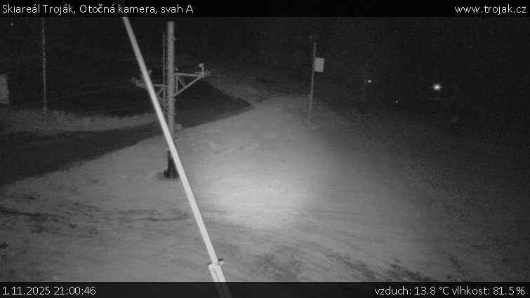 Skiareál Troják - Otočná kamera, svah A - 1.11.2025 v 21:00 Skiareál Troják - Otočná kamera, svah A - 1.11.2025 v 21:00
