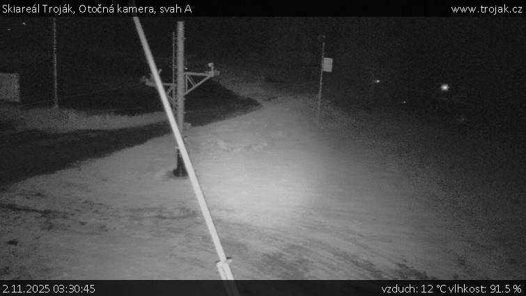 Skiareál Troják - Otočná kamera, svah A - 2.11.2025 v 03:30 Skiareál Troják - Otočná kamera, svah A - 2.11.2025 v 03:30