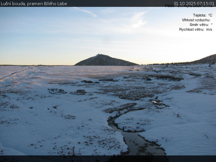 Luční bouda - Luční bouda, pramen Bílého Labe - 31.10.2025 v 07:15 Luční bouda - Luční bouda, pramen Bílého Labe - 31.10.2025 v 07:15