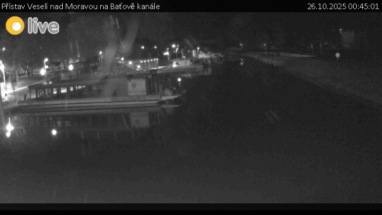 Baťův kanál - Přístav Veselí nad Moravou na Baťově kanále - 26.10.2025 v 00:45 Baťův kanál - Přístav Veselí nad Moravou na Baťově kanále - 26.10.2025 v 00:45