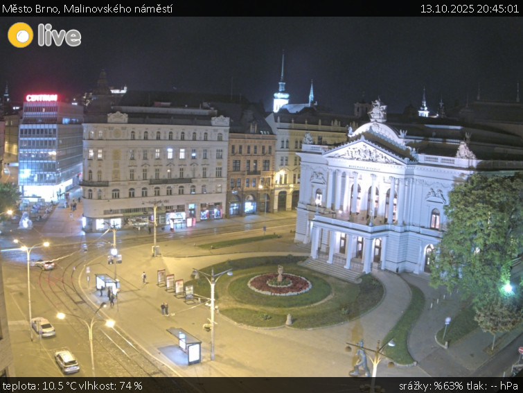 Město Brno - Malinovského náměstí - 13.10.2025 v 20:45 Město Brno - Malinovského náměstí - 13.10.2025 v 20:45