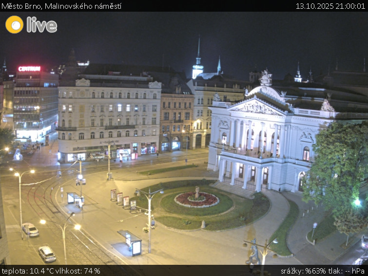 Město Brno - Malinovského náměstí - 13.10.2025 v 21:00 Město Brno - Malinovského náměstí - 13.10.2025 v 21:00