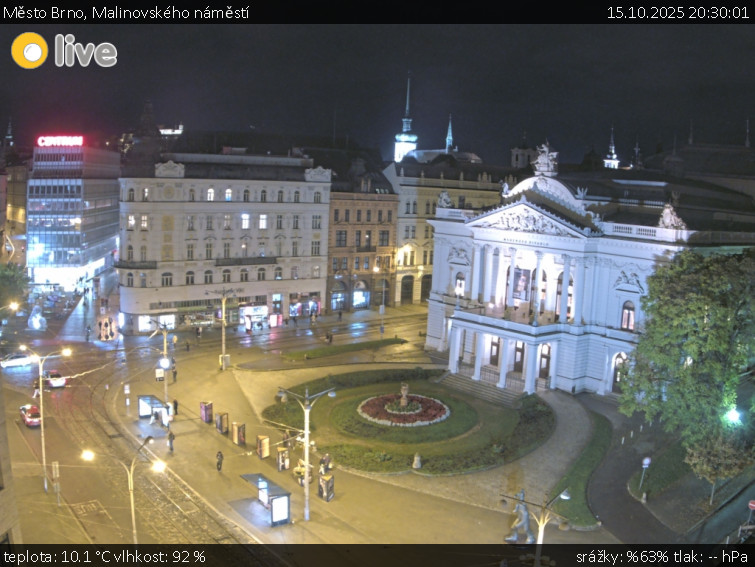 Město Brno - Malinovského náměstí - 15.10.2025 v 20:30 Město Brno - Malinovského náměstí - 15.10.2025 v 20:30
