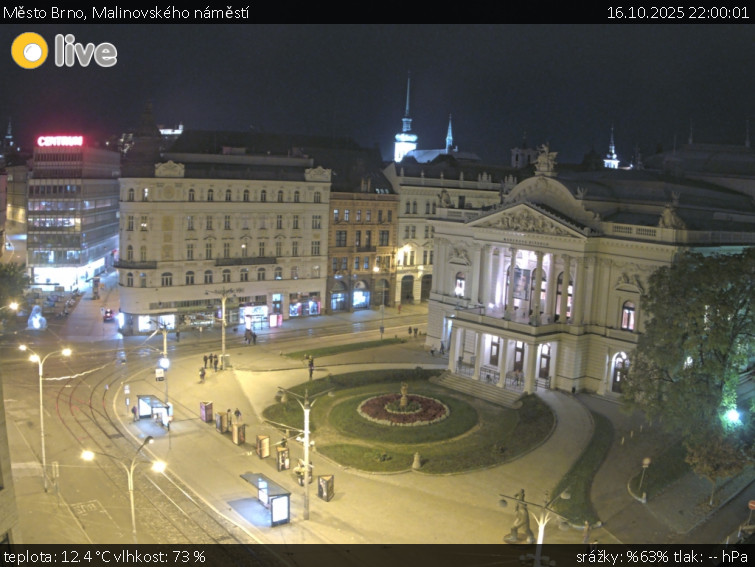 Město Brno - Malinovského náměstí - 16.10.2025 v 22:00 Město Brno - Malinovského náměstí - 16.10.2025 v 22:00