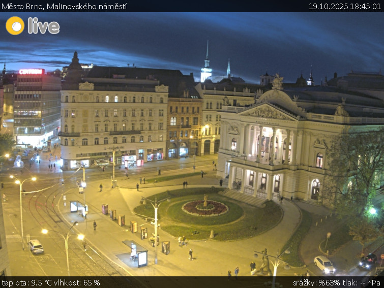 Město Brno - Malinovského náměstí - 19.10.2025 v 18:45 Město Brno - Malinovského náměstí - 19.10.2025 v 18:45