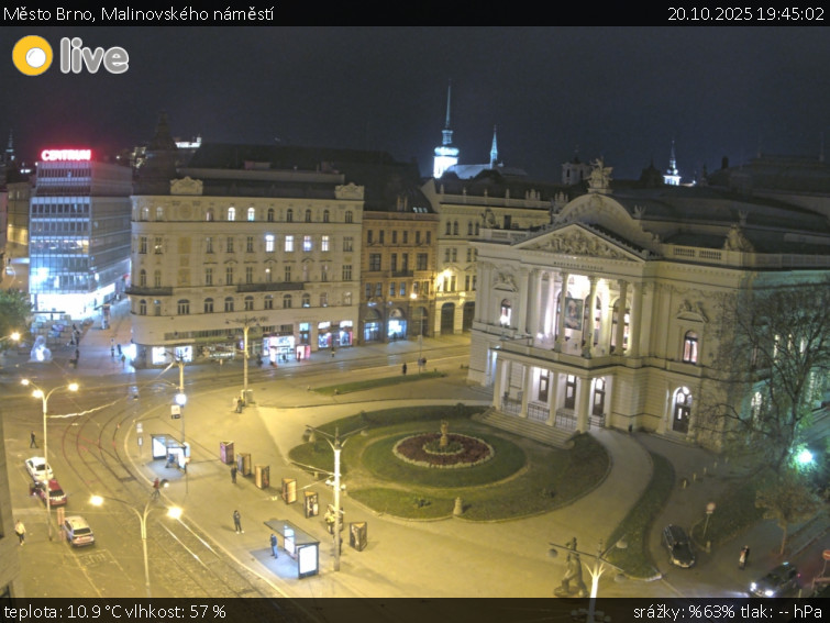 Město Brno - Malinovského náměstí - 20.10.2025 v 19:45 Město Brno - Malinovského náměstí - 20.10.2025 v 19:45