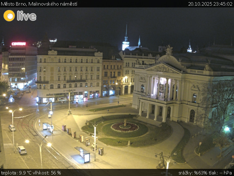 Město Brno - Malinovského náměstí - 20.10.2025 v 23:45 Město Brno - Malinovského náměstí - 20.10.2025 v 23:45