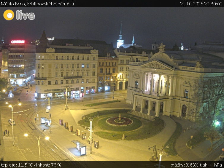 Město Brno - Malinovského náměstí - 21.10.2025 v 22:30 Město Brno - Malinovského náměstí - 21.10.2025 v 22:30