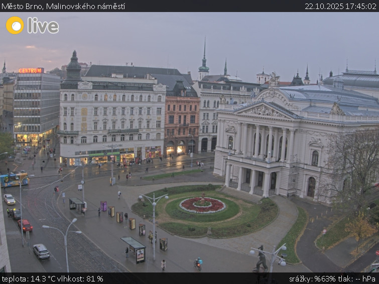 Město Brno - Malinovského náměstí - 22.10.2025 v 17:45 Město Brno - Malinovského náměstí - 22.10.2025 v 17:45