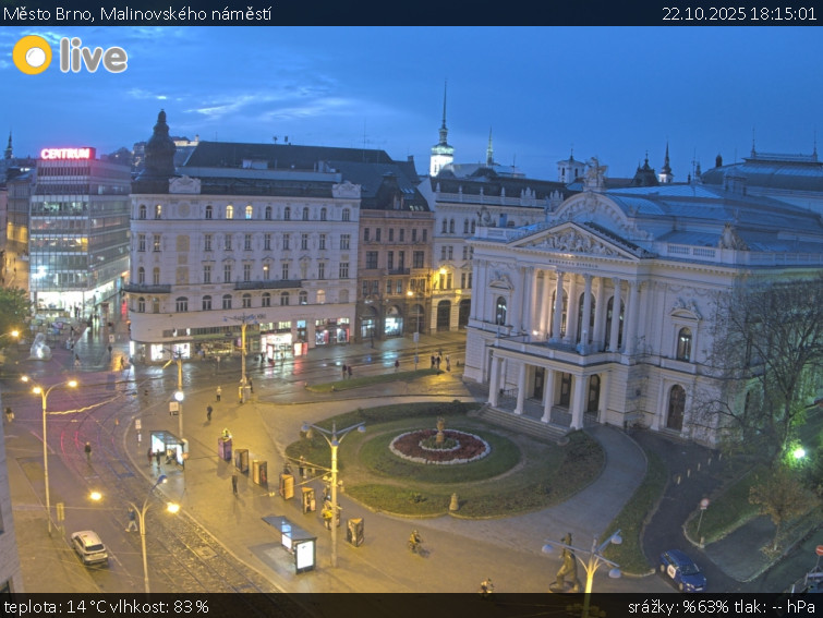 Město Brno - Malinovského náměstí - 22.10.2025 v 18:15 Město Brno - Malinovského náměstí - 22.10.2025 v 18:15