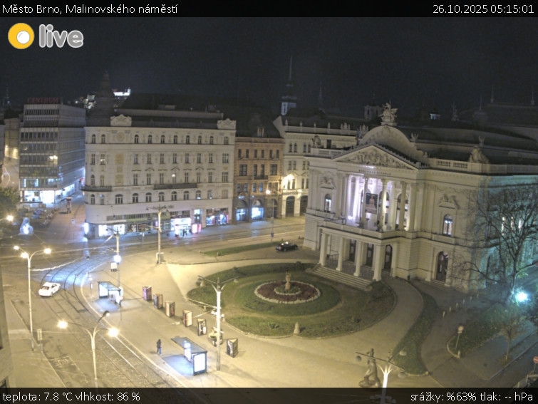 Město Brno - Malinovského náměstí - 26.10.2025 v 05:15 Město Brno - Malinovského náměstí - 26.10.2025 v 05:15