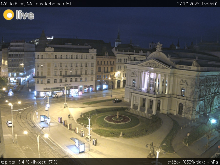 Město Brno - Malinovského náměstí - 27.10.2025 v 05:45 Město Brno - Malinovského náměstí - 27.10.2025 v 05:45