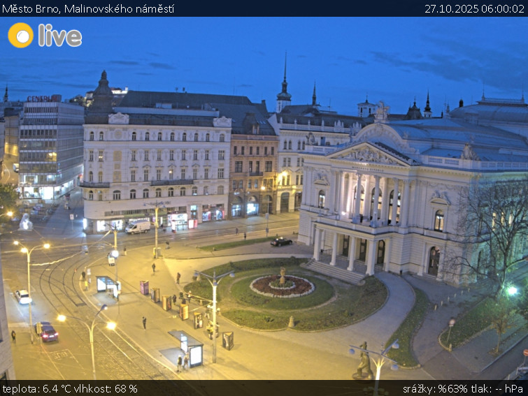 Město Brno - Malinovského náměstí - 27.10.2025 v 06:00 Město Brno - Malinovského náměstí - 27.10.2025 v 06:00
