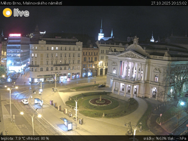 Město Brno - Malinovského náměstí - 27.10.2025 v 20:15 Město Brno - Malinovského náměstí - 27.10.2025 v 20:15