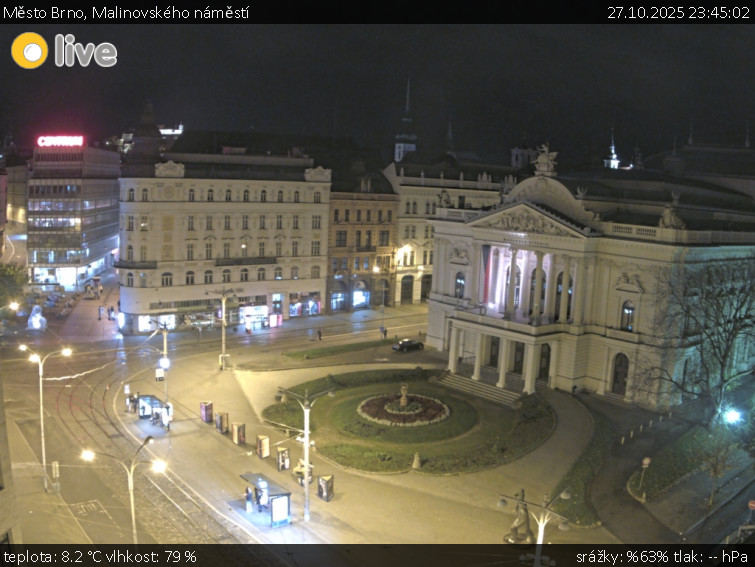 Město Brno - Malinovského náměstí - 27.10.2025 v 23:45 Město Brno - Malinovského náměstí - 27.10.2025 v 23:45