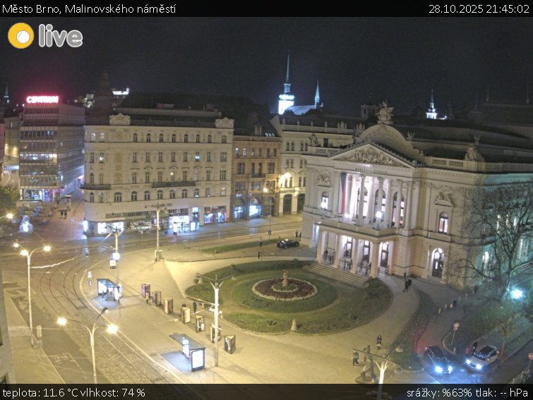 Město Brno - Malinovského náměstí - 28.10.2025 v 21:45 Město Brno - Malinovského náměstí - 28.10.2025 v 21:45
