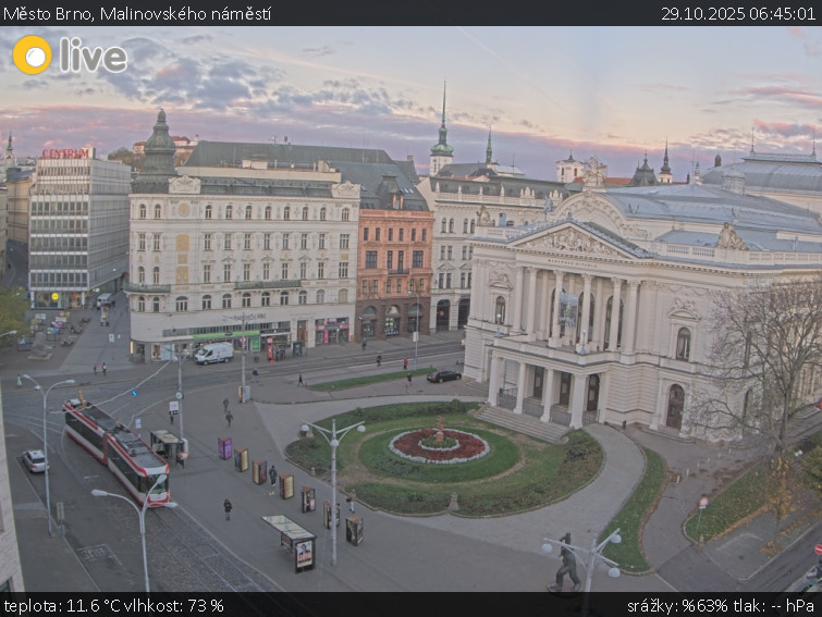 Město Brno - Malinovského náměstí - 29.10.2025 v 06:45 Město Brno - Malinovského náměstí - 29.10.2025 v 06:45