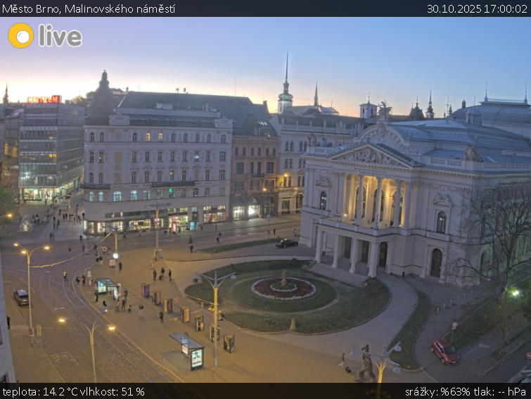 Město Brno - Malinovského náměstí - 30.10.2025 v 17:00 Město Brno - Malinovského náměstí - 30.10.2025 v 17:00