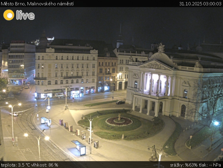 Město Brno - Malinovského náměstí - 31.10.2025 v 03:00 Město Brno - Malinovského náměstí - 31.10.2025 v 03:00