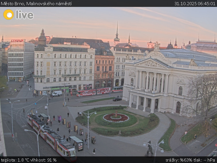 Město Brno - Malinovského náměstí - 31.10.2025 v 06:45 Město Brno - Malinovského náměstí - 31.10.2025 v 06:45