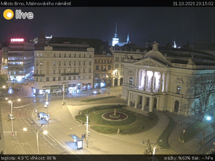 Město Brno - Malinovského náměstí - 31.10.2025 v 23:15 Město Brno - Malinovského náměstí - 31.10.2025 v 23:15