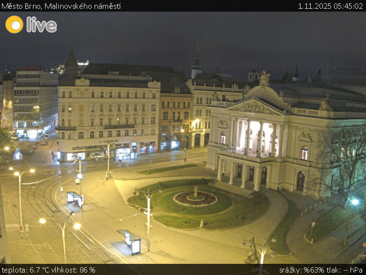 Město Brno - Malinovského náměstí - 1.11.2025 v 05:45 Město Brno - Malinovského náměstí - 1.11.2025 v 05:45