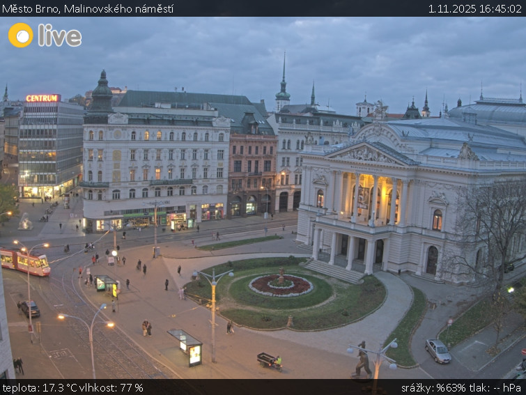 Město Brno - Malinovského náměstí - 1.11.2025 v 16:45 Město Brno - Malinovského náměstí - 1.11.2025 v 16:45