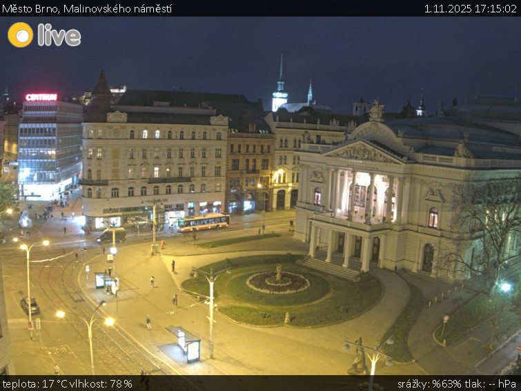 Město Brno - Malinovského náměstí - 1.11.2025 v 17:15 Město Brno - Malinovského náměstí - 1.11.2025 v 17:15