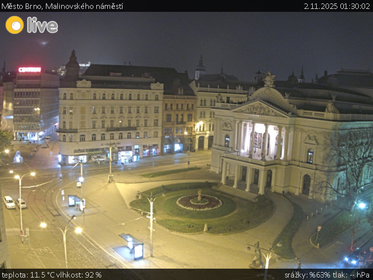Město Brno - Malinovského náměstí - 2.11.2025 v 01:30 Město Brno - Malinovského náměstí - 2.11.2025 v 01:30