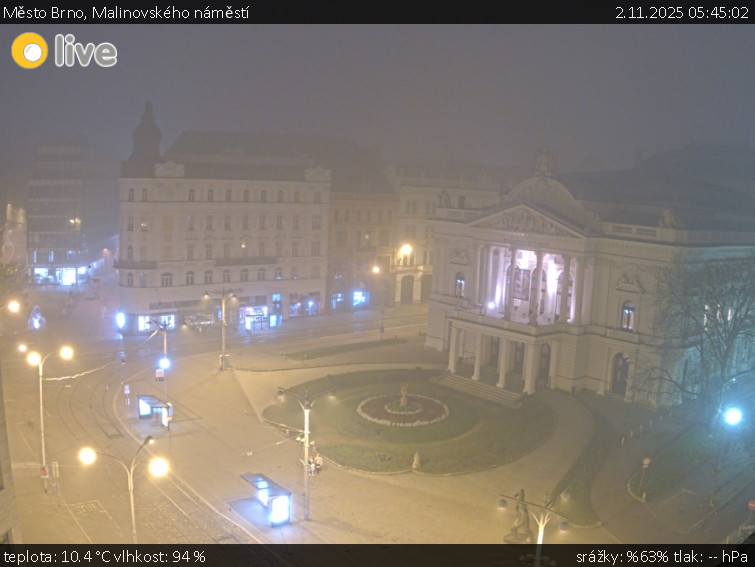 Město Brno - Malinovského náměstí - 2.11.2025 v 05:45 Město Brno - Malinovského náměstí - 2.11.2025 v 05:45