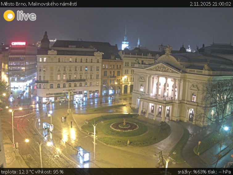 Město Brno - Malinovského náměstí - 2.11.2025 v 21:00 Město Brno - Malinovského náměstí - 2.11.2025 v 21:00