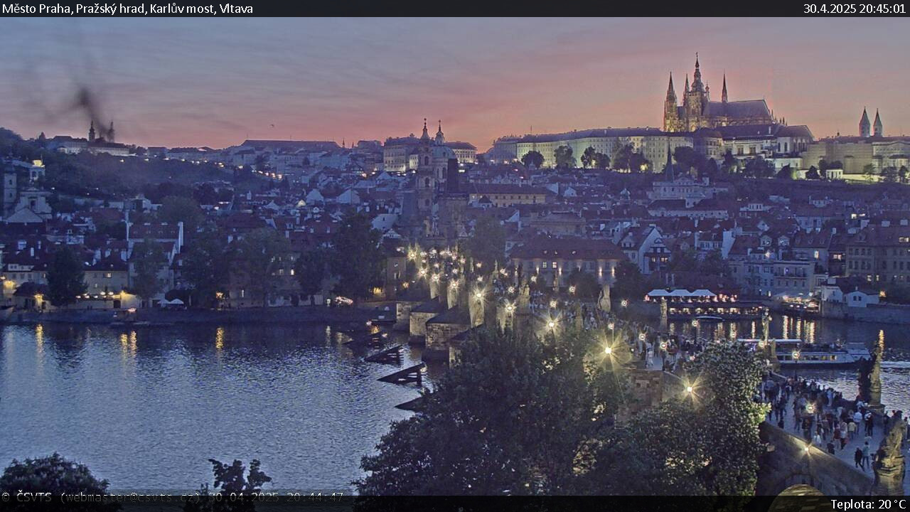 Webkamera Pražský hrad, Vltava, Karlův most