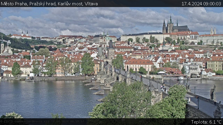 Město Praha - Pražský hrad, Karlův most, Vltava - 17.4.2024 v 09:00