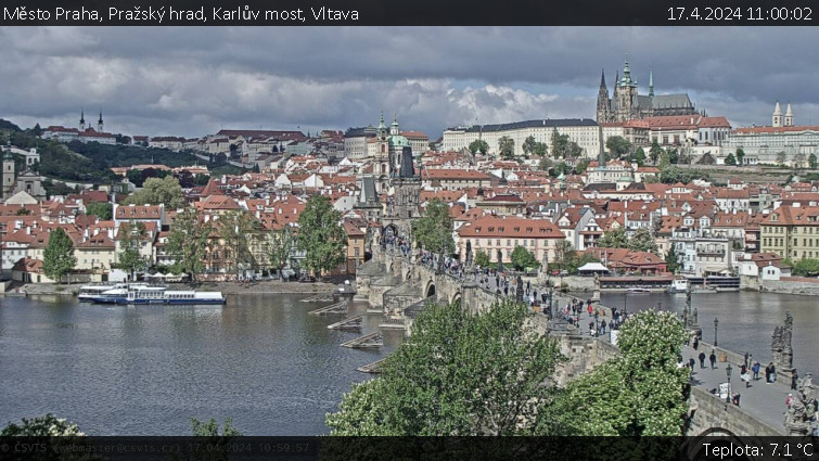 Město Praha - Pražský hrad, Karlův most, Vltava - 17.4.2024 v 11:00