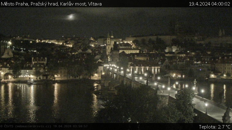 Město Praha - Pražský hrad, Karlův most, Vltava - 19.4.2024 v 04:00
