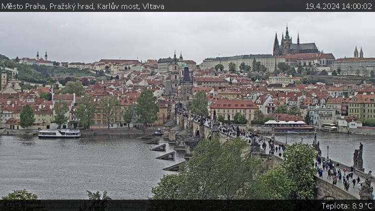 Město Praha - Pražský hrad, Karlův most, Vltava - 19.4.2024 v 14:00
