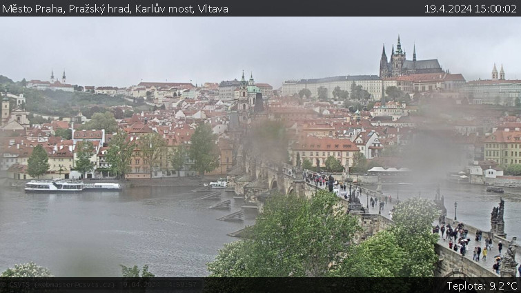Město Praha - Pražský hrad, Karlův most, Vltava - 19.4.2024 v 15:00