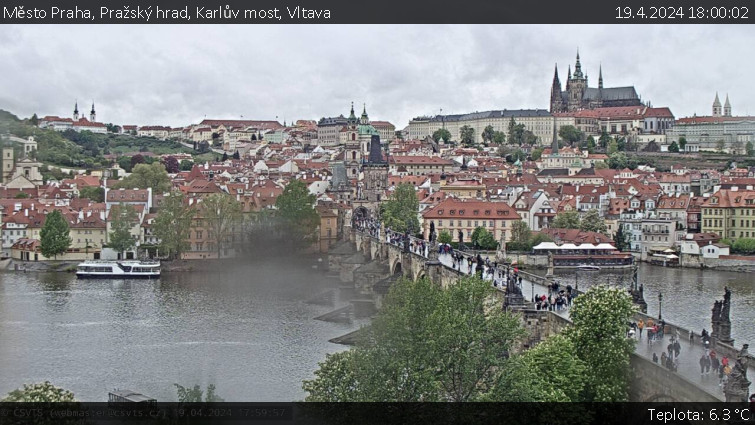 Město Praha - Pražský hrad, Karlův most, Vltava - 19.4.2024 v 18:00