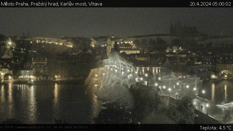 Město Praha - Pražský hrad, Karlův most, Vltava - 20.4.2024 v 05:00