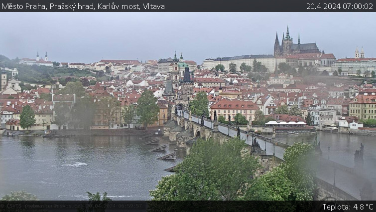 Město Praha - Pražský hrad, Karlův most, Vltava - 20.4.2024 v 07:00