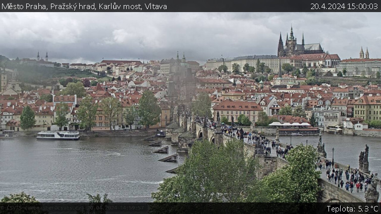 Město Praha - Pražský hrad, Karlův most, Vltava - 20.4.2024 v 15:00