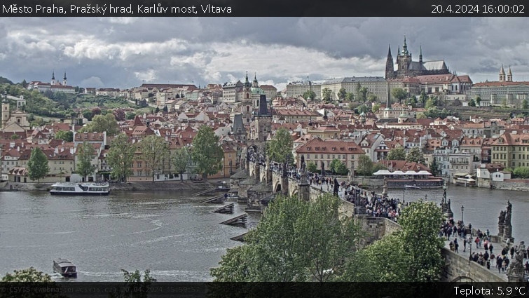 Město Praha - Pražský hrad, Karlův most, Vltava - 20.4.2024 v 16:00