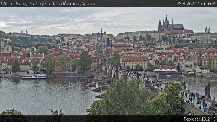 Město Praha - Pražský hrad, Karlův most, Vltava - 23.4.2024 v 17:00
