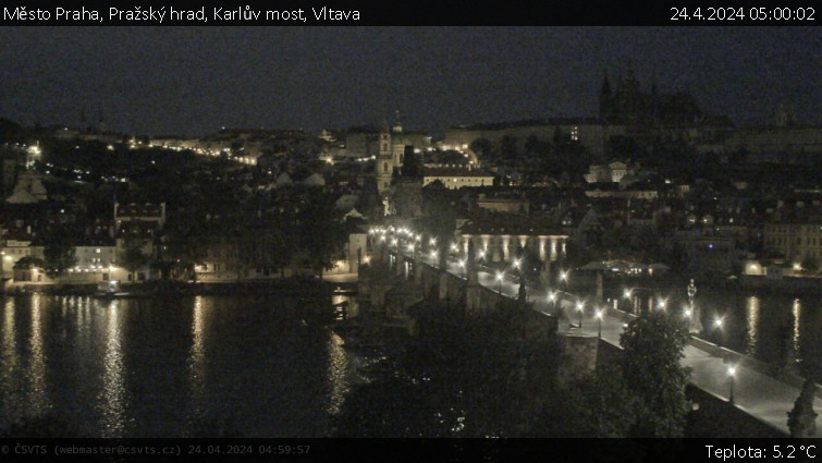 Město Praha - Pražský hrad, Karlův most, Vltava - 24.4.2024 v 05:00