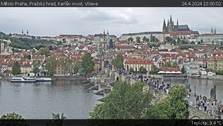Město Praha - Pražský hrad, Karlův most, Vltava - 24.4.2024 v 13:00