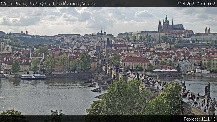 Město Praha - Pražský hrad, Karlův most, Vltava - 24.4.2024 v 17:00