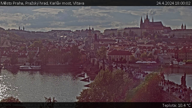 Město Praha - Pražský hrad, Karlův most, Vltava - 24.4.2024 v 18:00