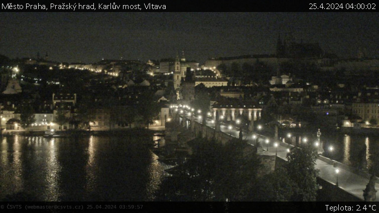 Město Praha - Pražský hrad, Karlův most, Vltava - 25.4.2024 v 04:00